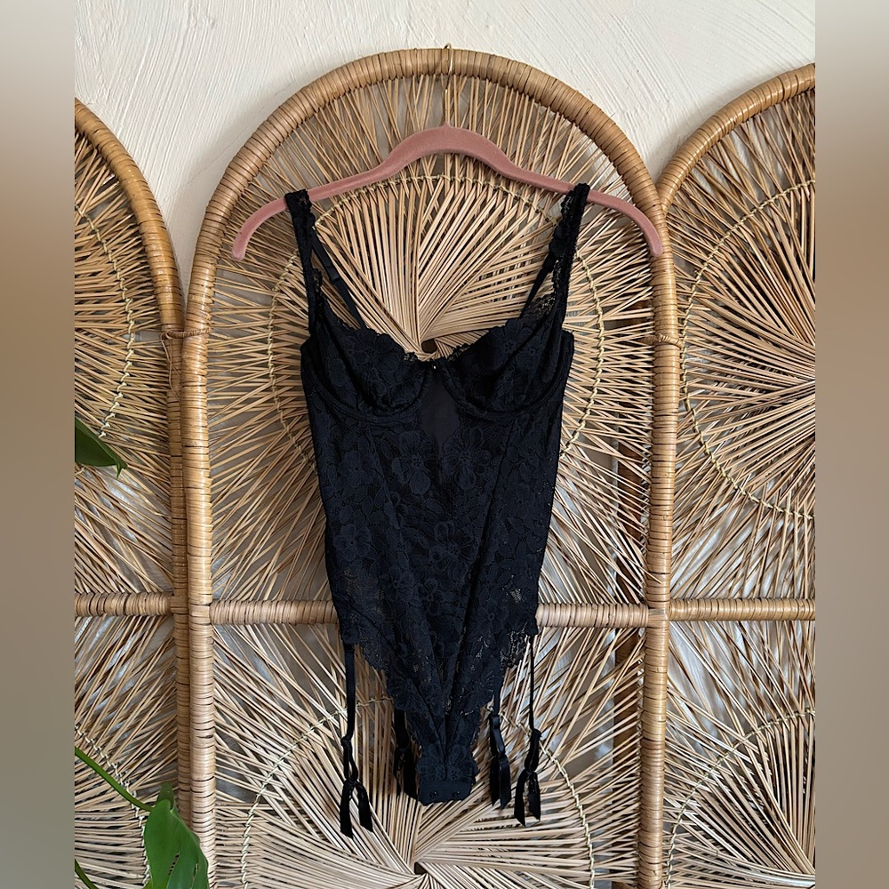 Vintage Victoria’s Secret Lace Thong Bodysuit with Garter Straps